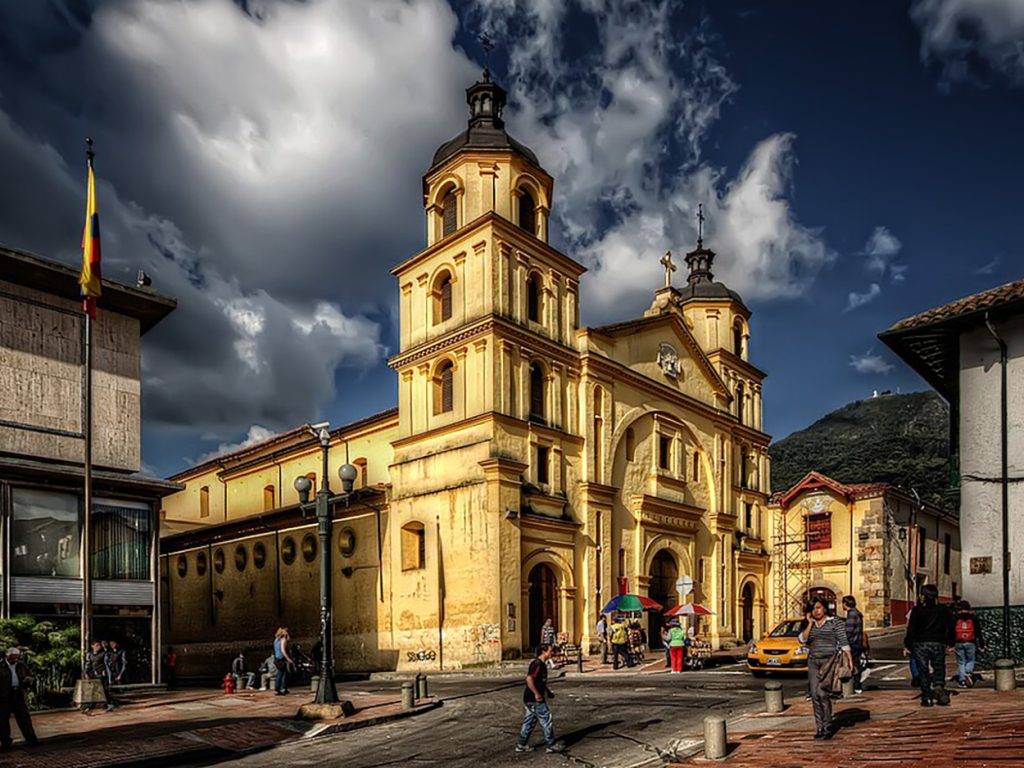Very nice church in downtown Bogota, Colombia. This old neighborhood is known as La Candelaria.